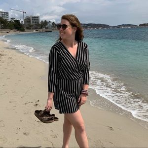 Back and White Stripe Romper